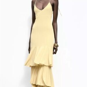Zara Yellow Maxi Dress with Ruffle Hem